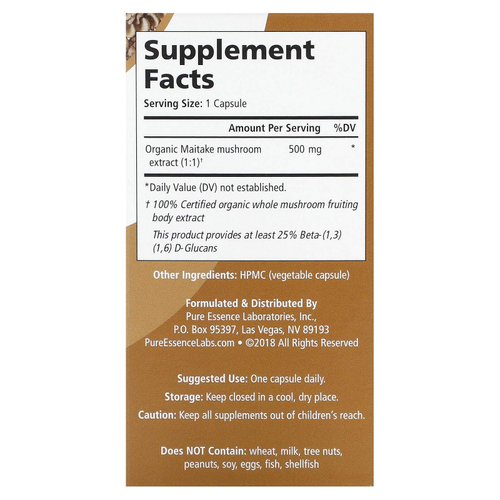 Pure Essence, MyPure, майтаке, 500 мг, 30 растительных капсул