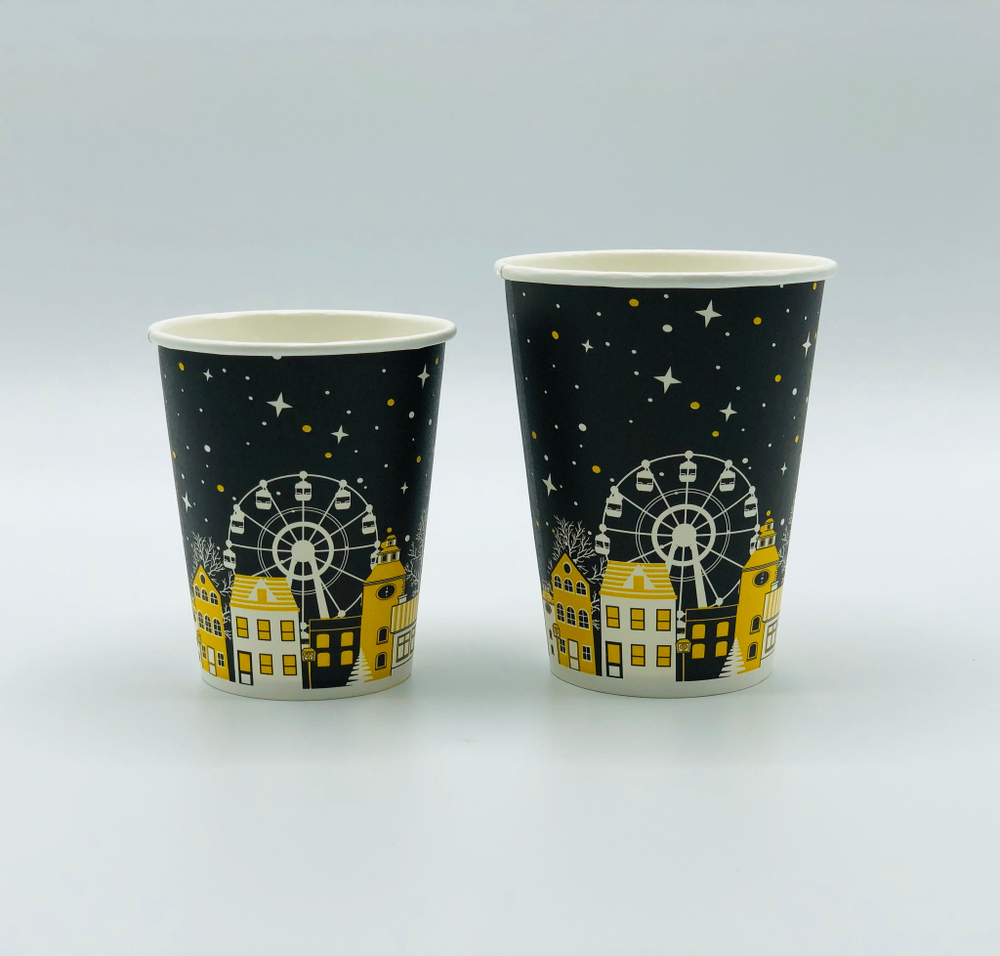 Бумажный стакан 350мл. Город, 1000шт/кор. Лига пак