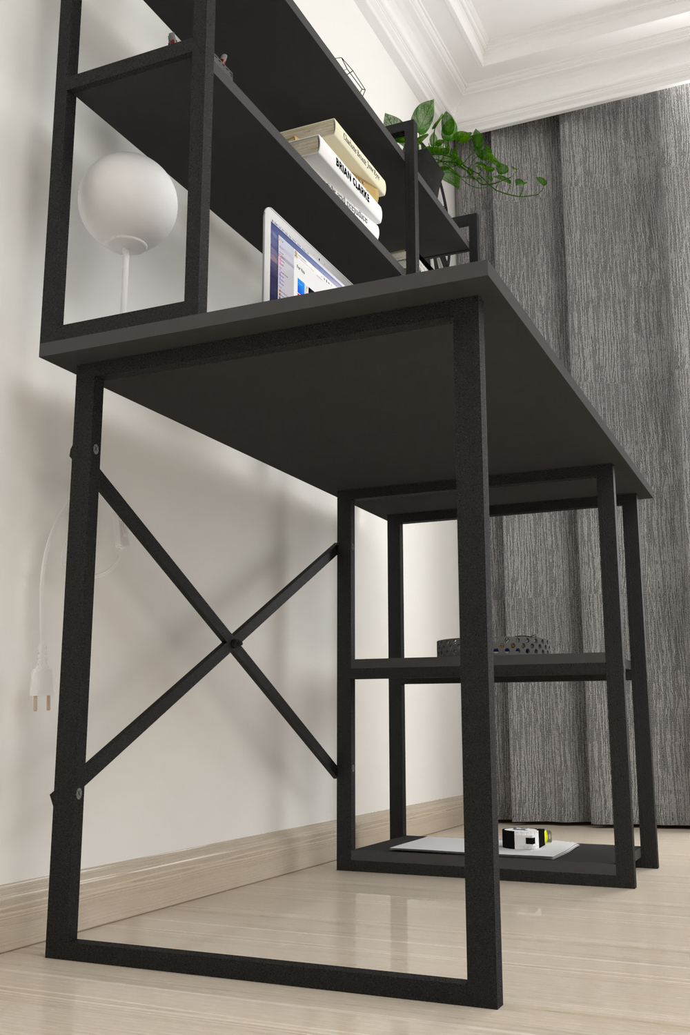 Стол письменный с настольной полкой 120х60 - антрацит