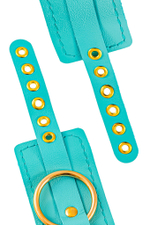 Голубые однослойные кожаные наручники (Цвет: голубой)