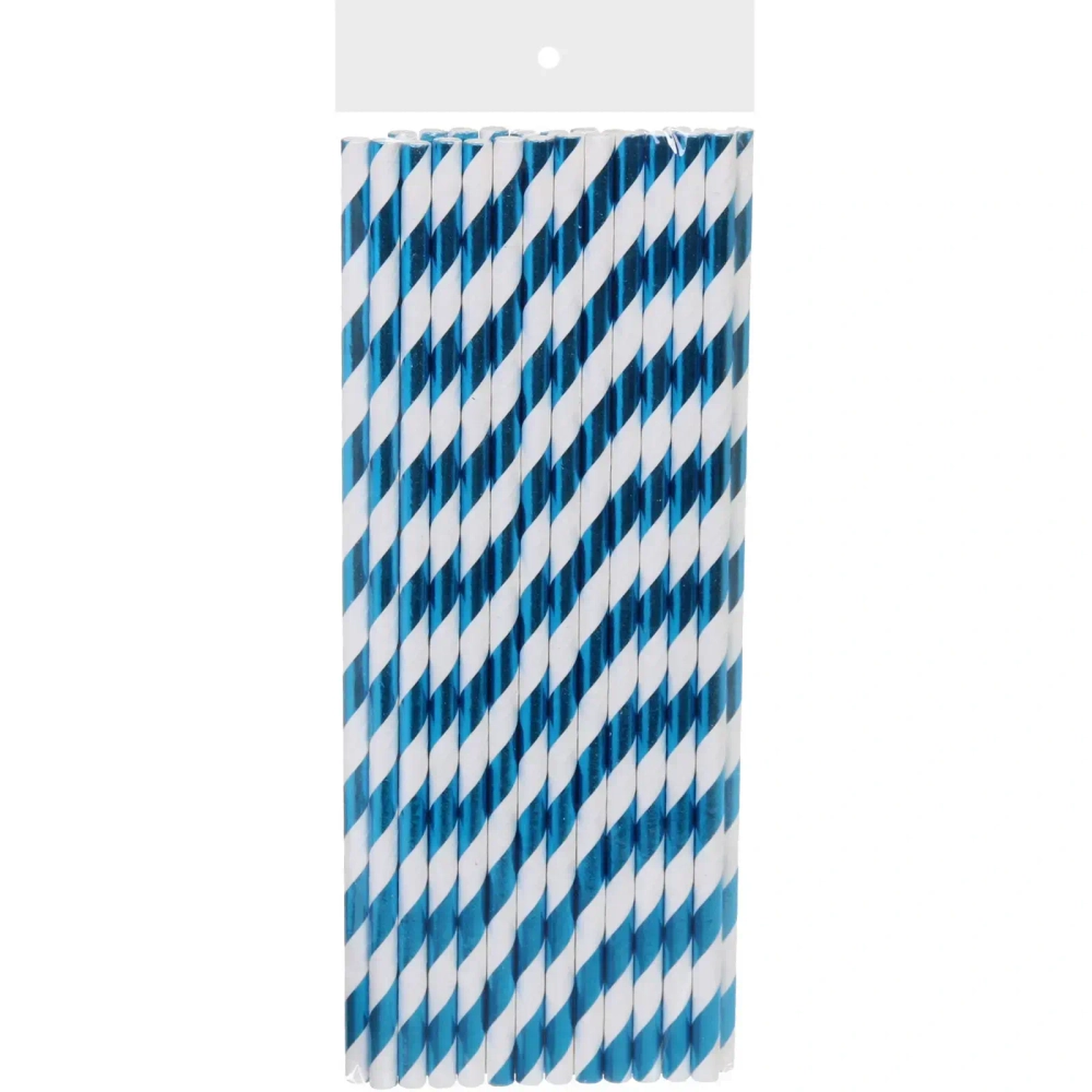 Трубочка для коктейля «Праздник» 19,5 см d-6 мм (набор 25 шт), Голубой