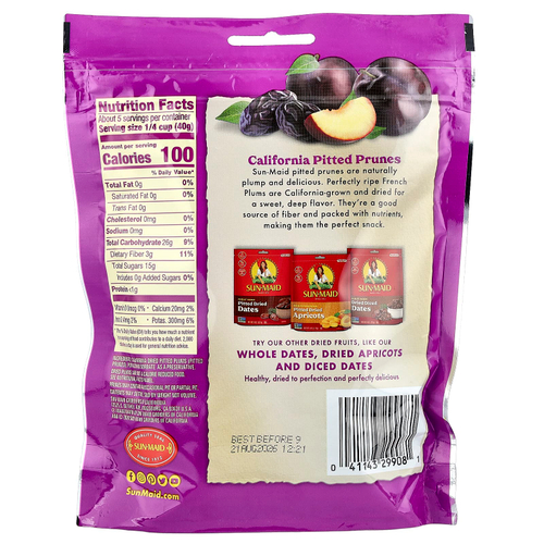 Sun-Maid, Калифорнийский чернослив без косточек, сушеные сливы, 198 г (7 унций)