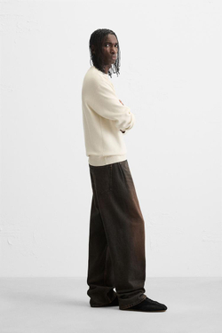 ZARA СВИТЕР ИЗ МЯГКОЙ ТКАНИ С РЕЛЬЕФНЫМ УЗОРОМ, ЖЕЛТОВАТО-БЕЛЫЙ