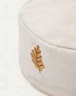 Пуф Yanil из 100% белого хлопка с разноцветной вышивкой Ø 40 см