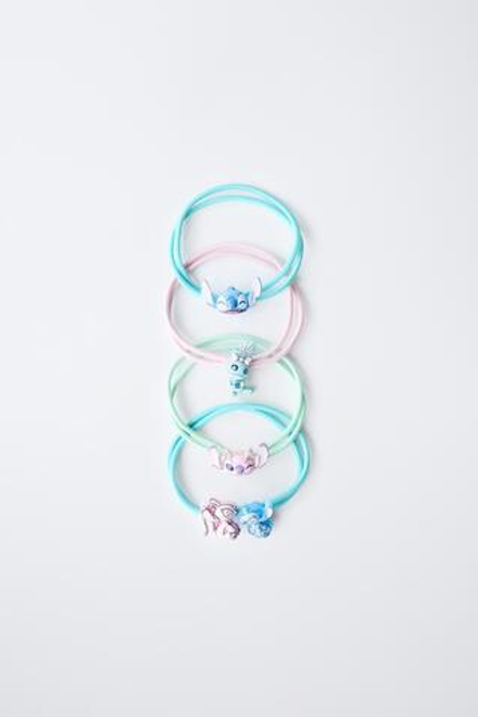 ZARA НАБОР ИЗ ЧЕТЫРЕХ ЭЛАСТИЧНЫХ РЕЗИНОК ДЛЯ ВОЛОС LILO & STITCH © DISNEY, СИНИЙ