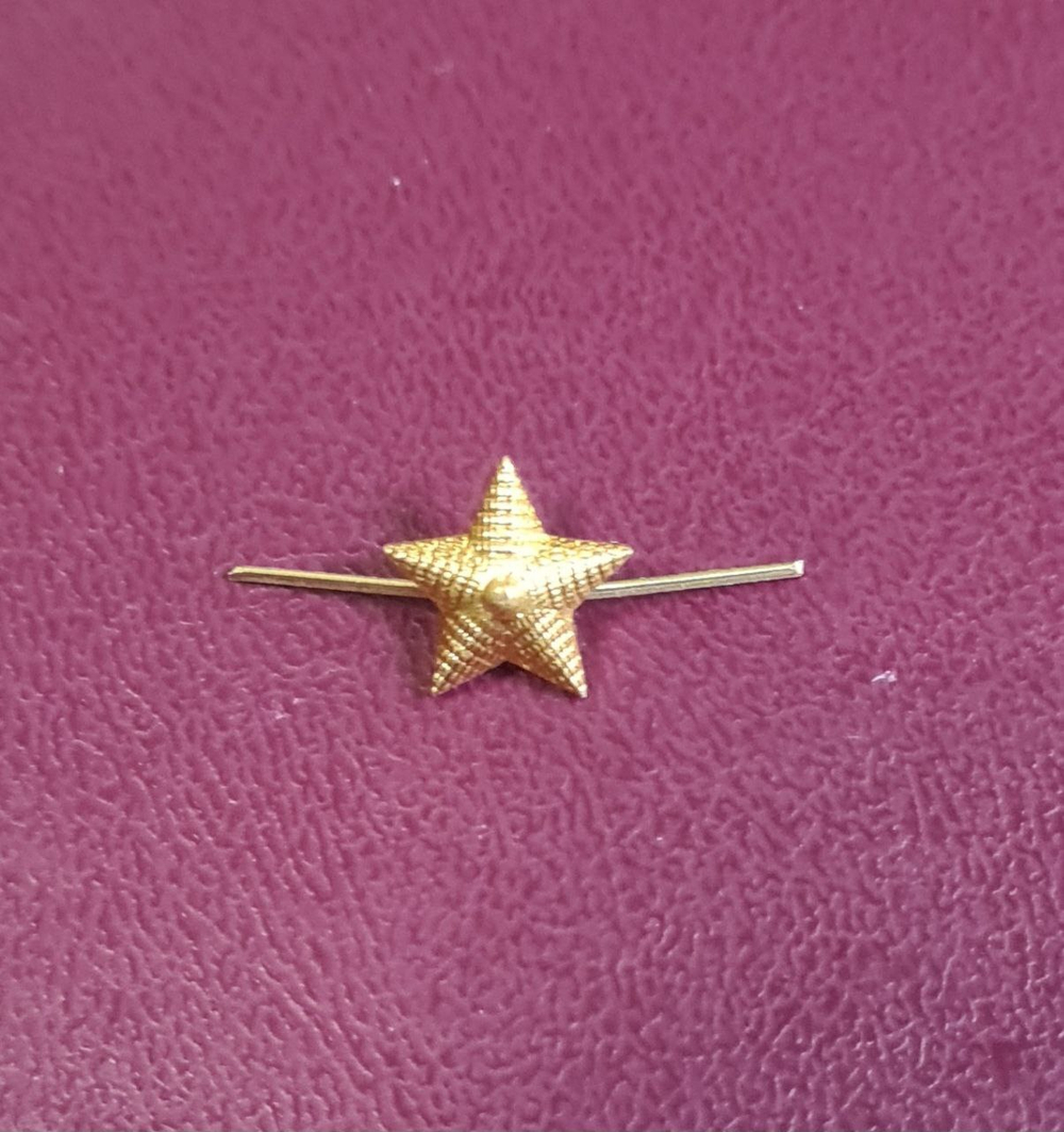 Звезда на погоны н/о рифленая малая золотая