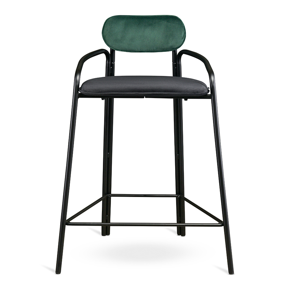 Стул полубарный Ror, round, велюр, черный/темно-зеленый/черный
