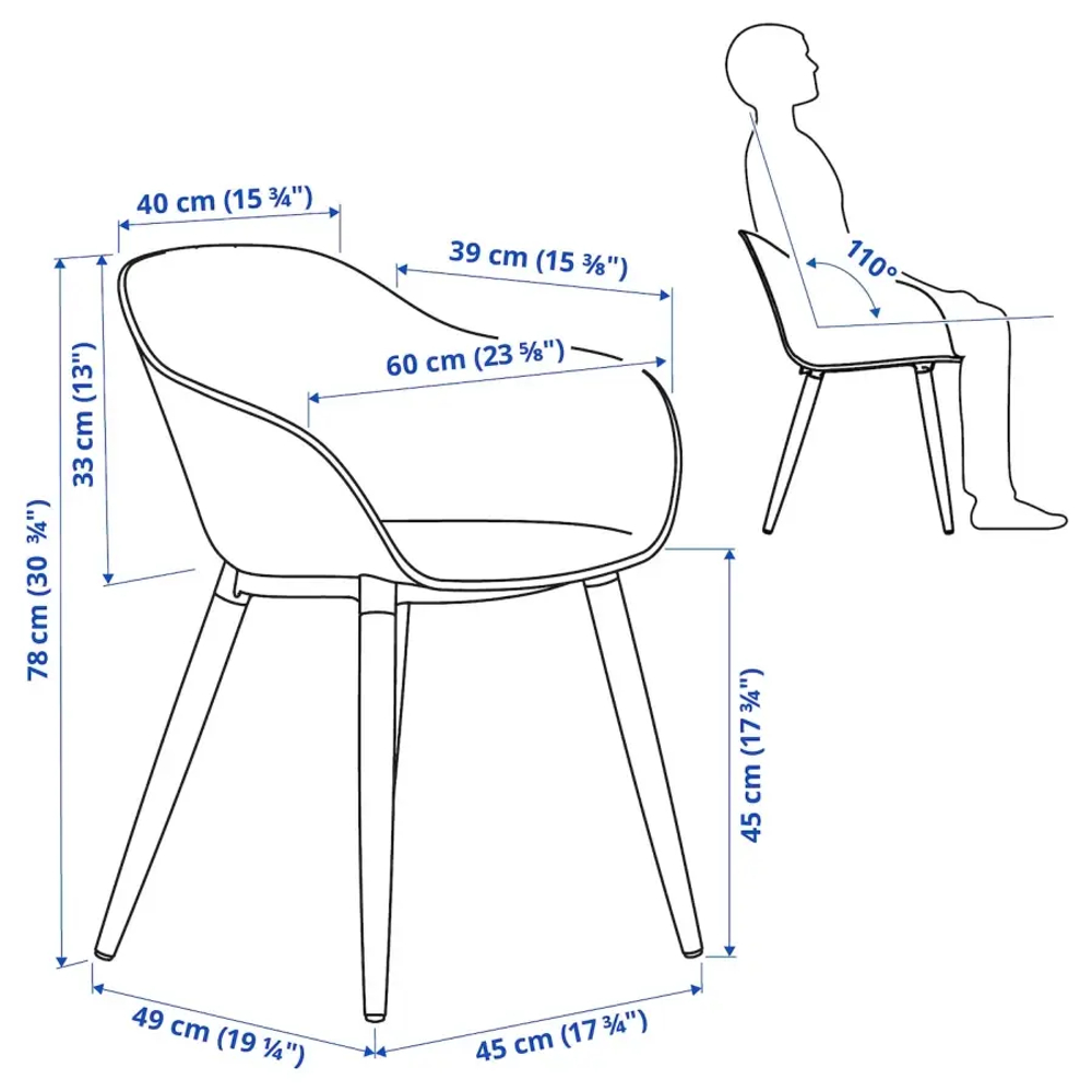 Стул с подлокотниками - GRÖNSTA / GRОNSTA IKEA/ ГРОНСТА ИКЕА,  белый
