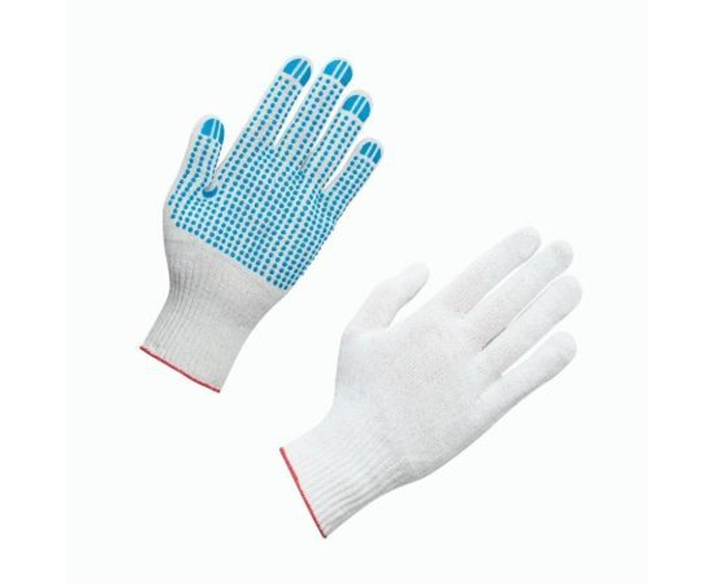 Перчатки х/б с ПВХ, 48гр, 10 класс, точка, белые, 10 пар