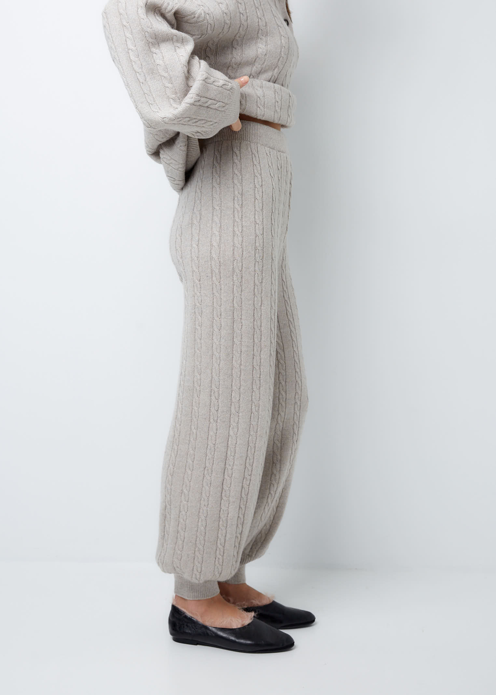 Брюки из смесового кашемира серо-бежевый