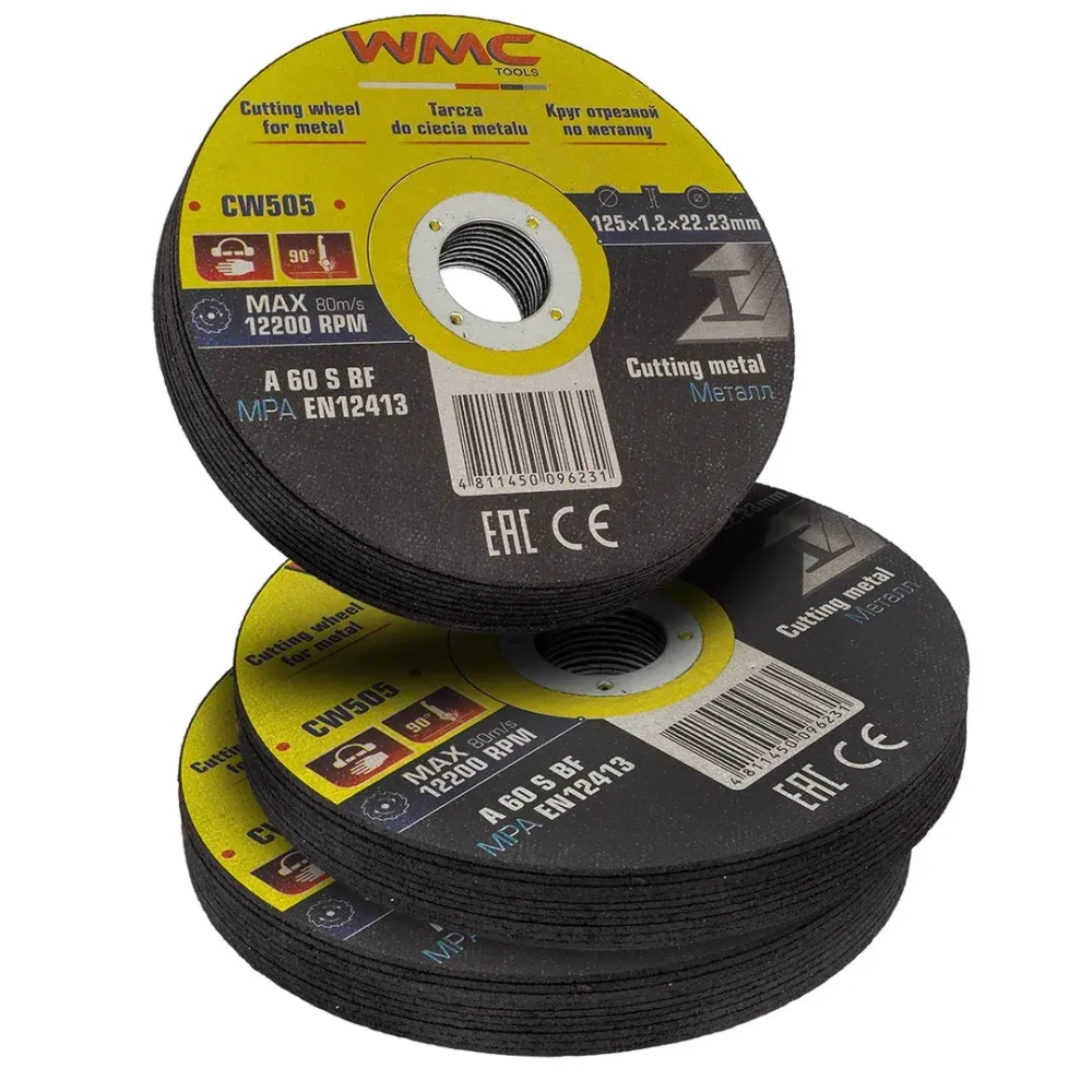 Круг отрезной абразивный 125x1.2x22.2мм ( К-т 30шт) WMC TOOLS WMC-CW505(30шт к-т)
