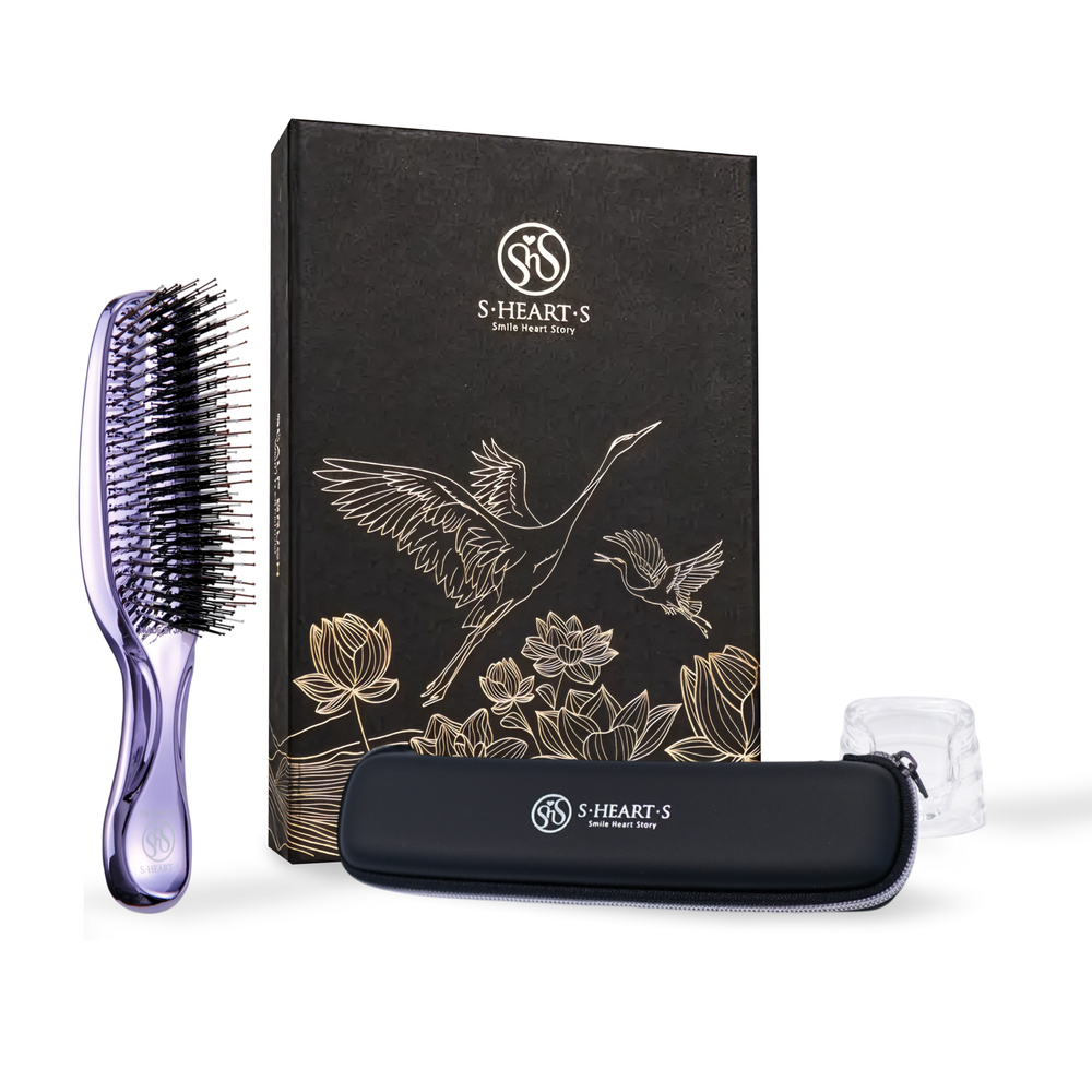 S-HEART-S Подарочный набор с расческой PREMIUM и чехлом (Фиолет с длинной ручкой)