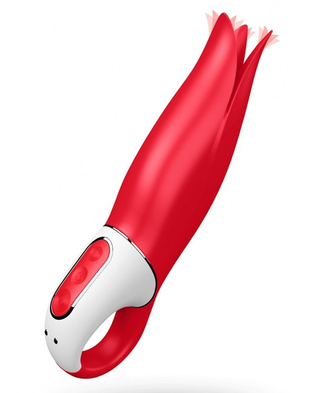 Красный вибратор Satisfyer Power Flower с лепестками - 18,8 см. (Цвет: красный)