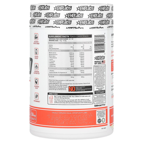 EHPlabs, Beyond, BCAA и EAA, кусочки персика, 474 г (16,7 унции)