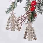 Подвески в блестках «Елочка кудрявая» 7 см (набор 2шт), шампань