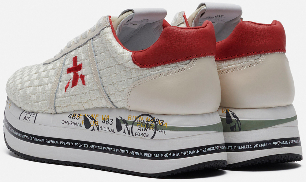 Premiata Beth 5214 белые с красным плетеные