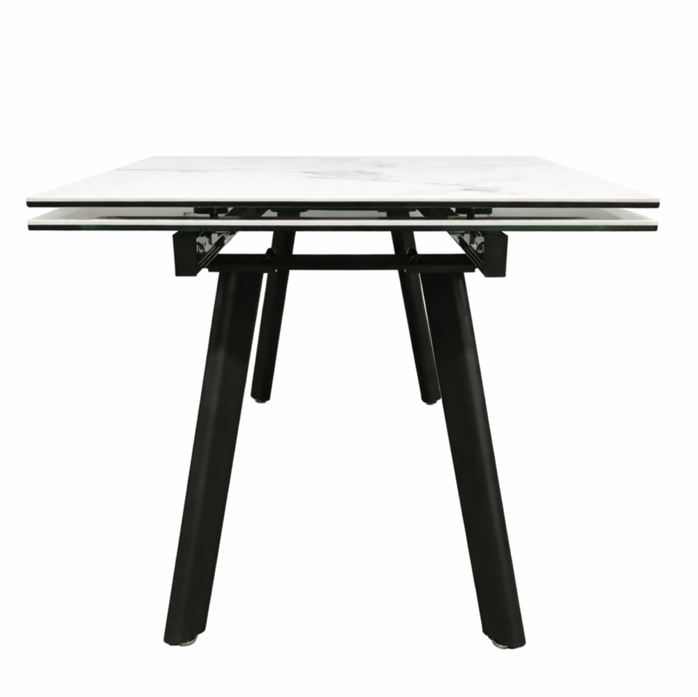 Стол для кухни керамический 120x80 раскладной цвет белый мрамор