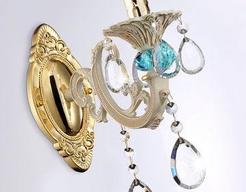 Настенный светильник с хрусталем 1*E14 TR4932 GD/WH/CL золото/белый/прозрачный 400*120*270 Traditional Classic Ambrella