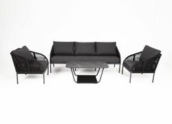 "Канны" лаунж-зона 5-местная плетеная из роупа (веревки), цвет темно-серый