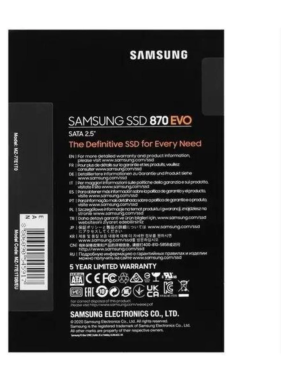 Накопитель SSD Samsung 870 EVO 1TB (MZ-77E1T0B/EU)