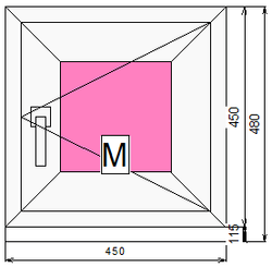 Пластиковое окно 450 х 450 ТермА Эко с поворотной створкой + Москитная сетка