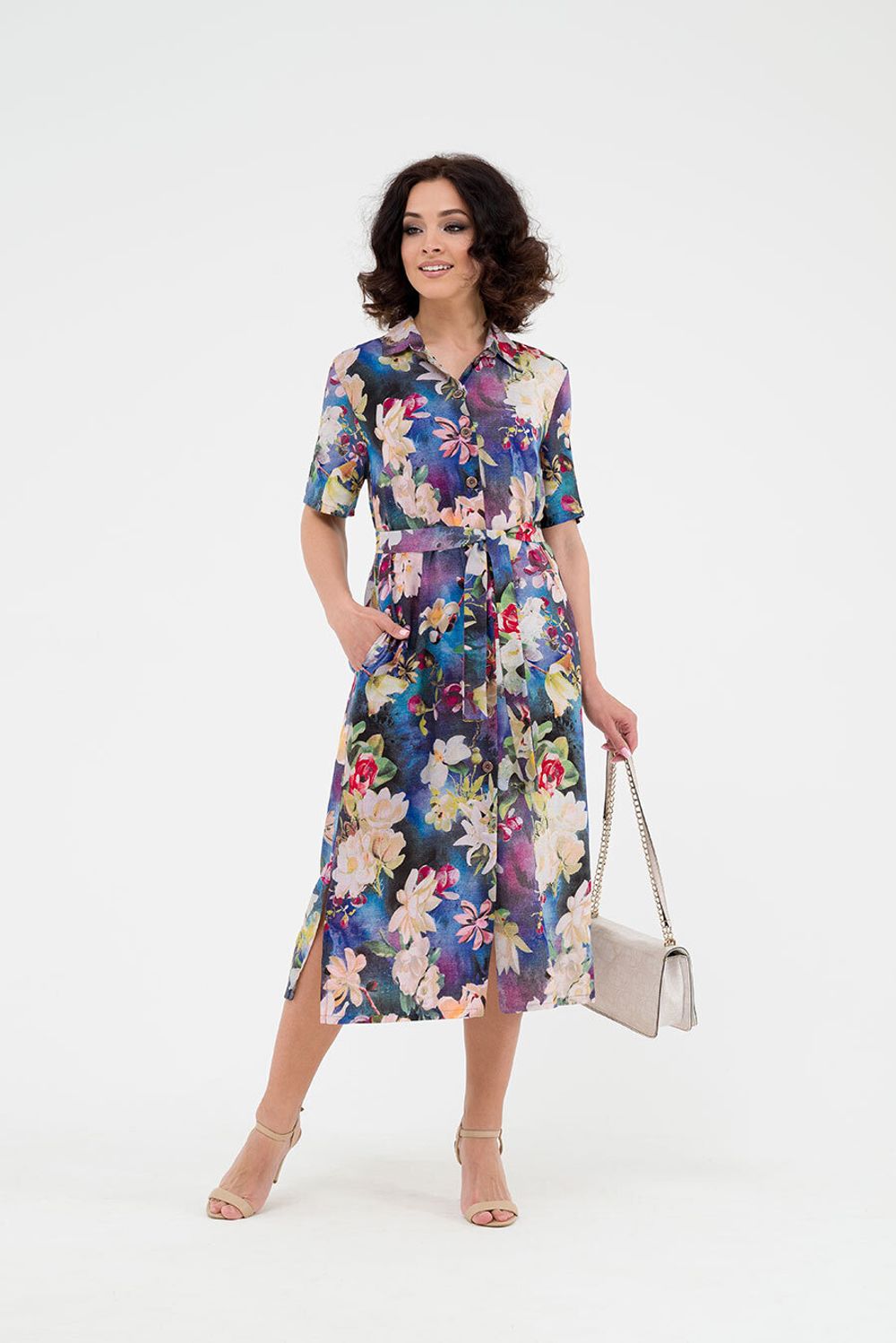 Платье-рубашка Джорджия (46-56) Serenada цветы (Акция)