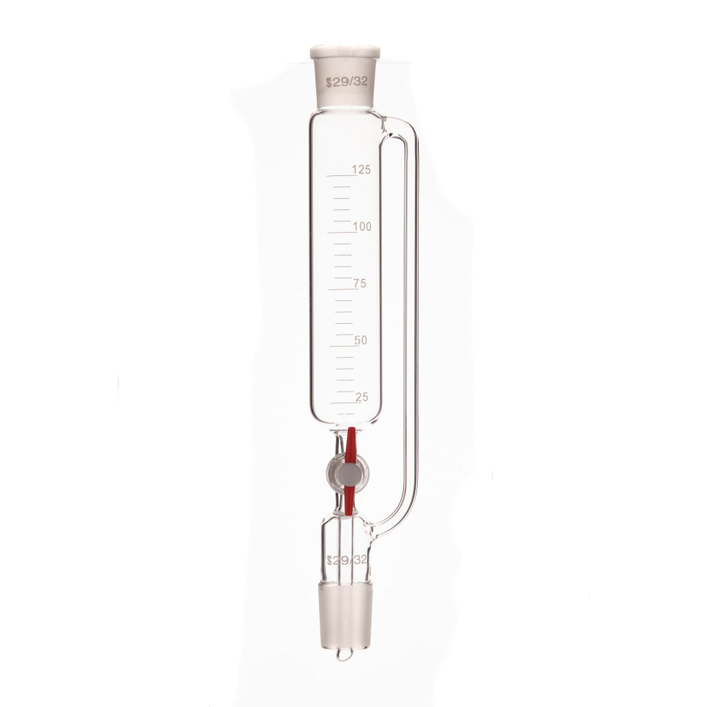 Воронка капельная 125 мл, RLAB, с компенсатором, шлиф 29/32-29/32, с PTFE краном