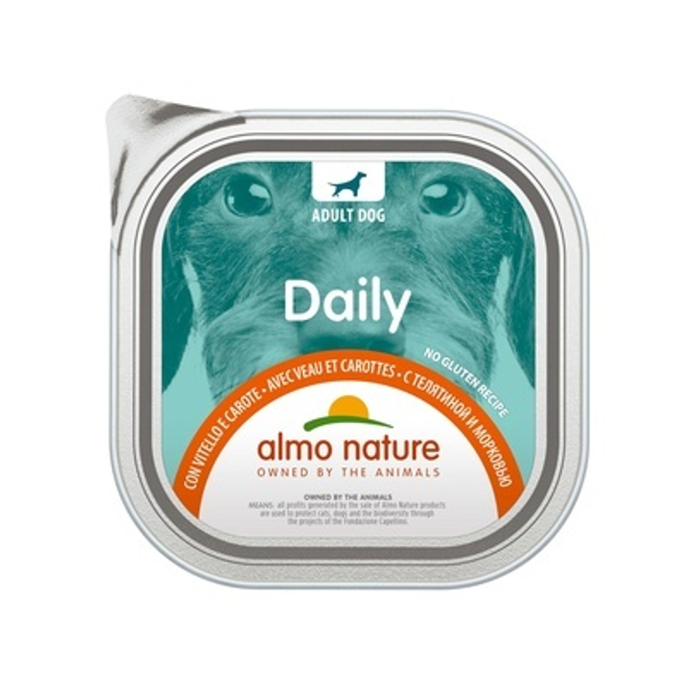 Almo Nature Консервы для собак "Меню с Телятиной и морковью" (Daily Menu - Veal and Carrots) 0,3 кг x 1 шт.