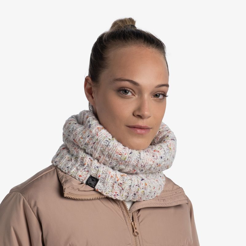 Вязаный шарф-труба с флисом Buff Neckwarmer Knitted Fleece Kim White Фото 2