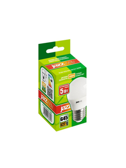 Лампа светодиодная PLED-ECO 5Вт G45 шар матовая 3000К тепл. бел. E27 400лм 230В 50Гц JazzWay 1036957A