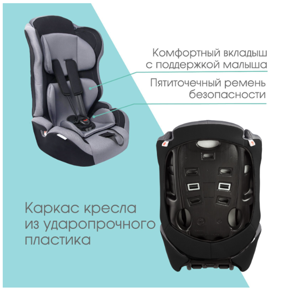Автокресло Крошка Я Multi , группа 1/2/3, 9-36 кг, (1-12 лет) Серый
