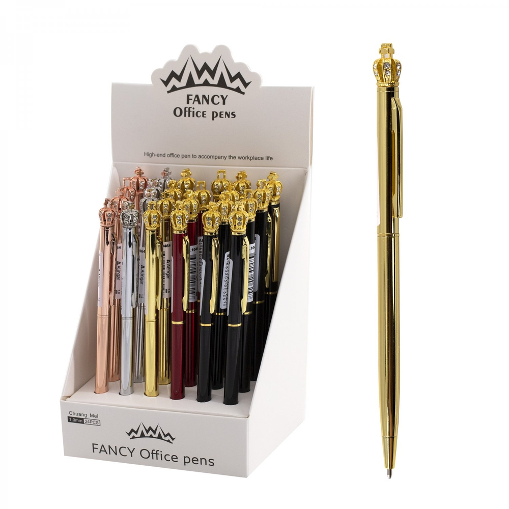 Ручка подарочная шариковая Alingar, синяя, 1.0 мм, металлический корпус, поворотный механизм, "Корона", ассорти, карт. уп.