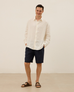 Рубашка мужская из 100% льна, молочная
