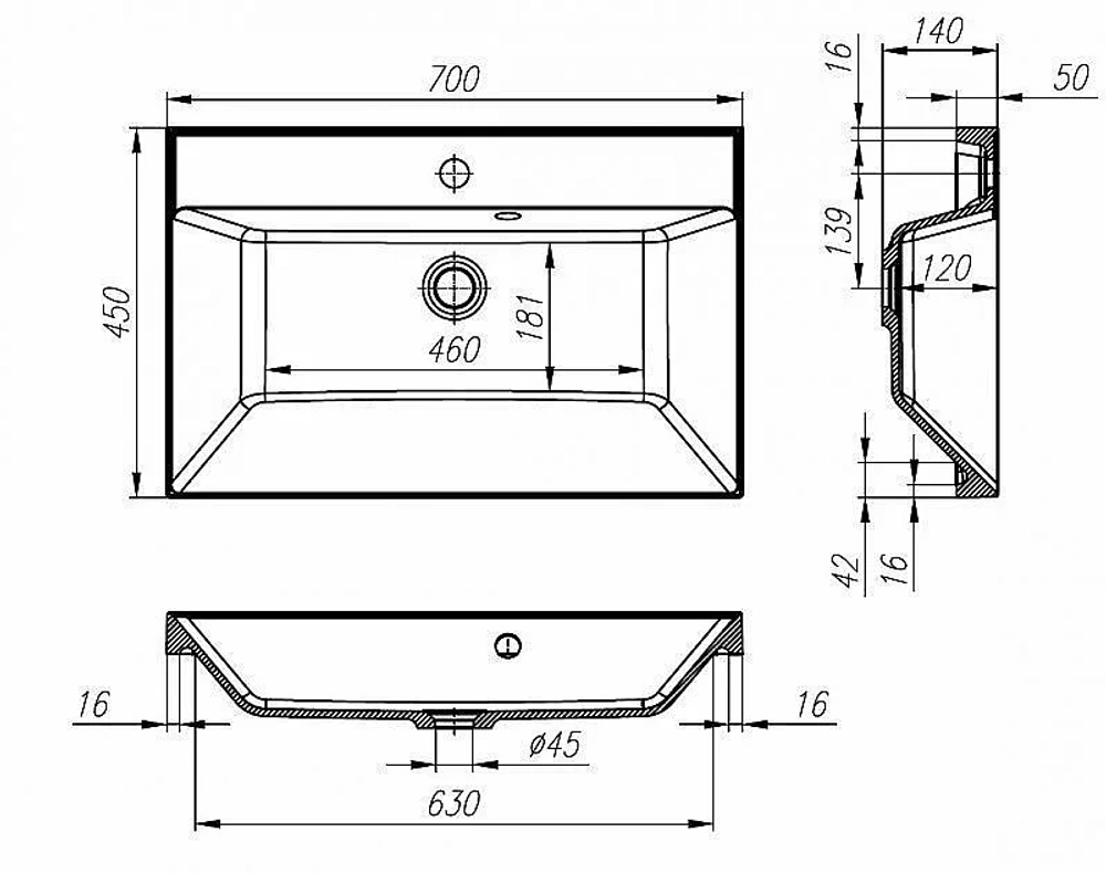 Тумба с раковиной BelBagno VITTORIA 2C SO 70 Bianco Opaco