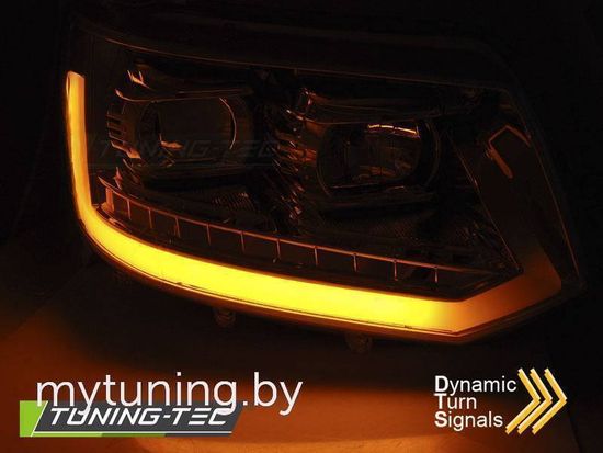 Передние фары Tube Light для Volkswagen T5 (10-15) Dynamic Chrome T6 Look