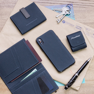 Кожаная обложка для паспорта и автодокументов, теленок синего цвета