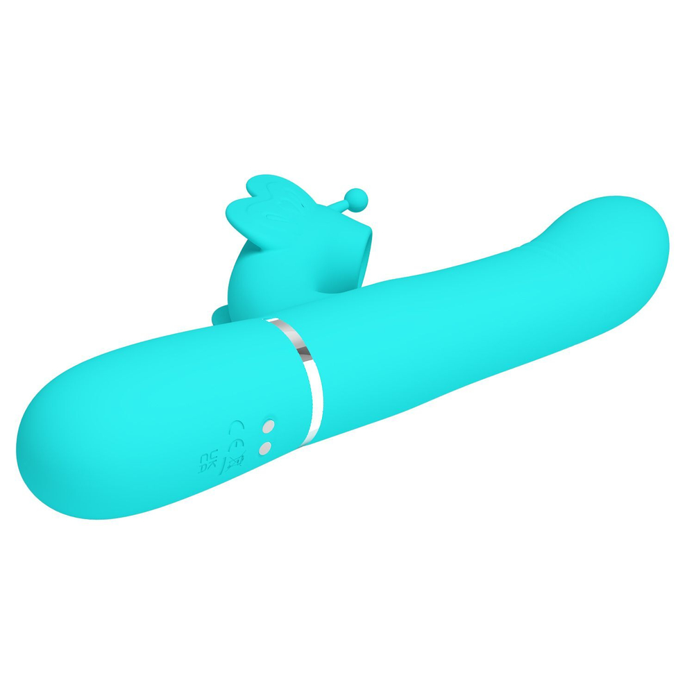 Аквамариновый вибратор-кролик Ridgely - 22,6 см. (Цвет: аквамариновый)