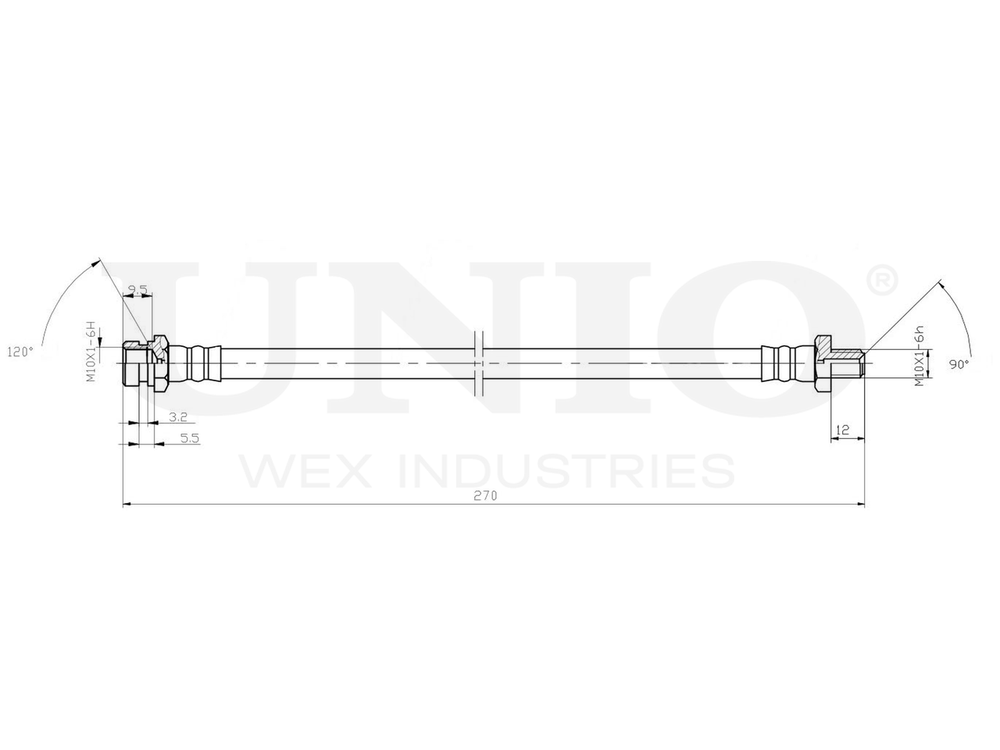 Шланг тормозной задний UNIO BRH-10066