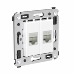 Компьютерная розетка RJ-45 без шторки в стену, кат.6А двойная экранированная, "Avanti", "Белое облако"