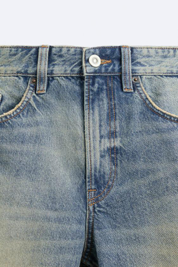 ZARA ДЖИНСОВЫЕ ШОРТЫ BAGGY-FIT, ВЫЦВЕТШИЙ СИНИЙ