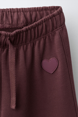 ZARA БРЮКИ WIDE LEG ИЗ МЯГКОЙ ТКАНИ С СЕРДЦЕМ, ШОКОЛАДНЫЙ