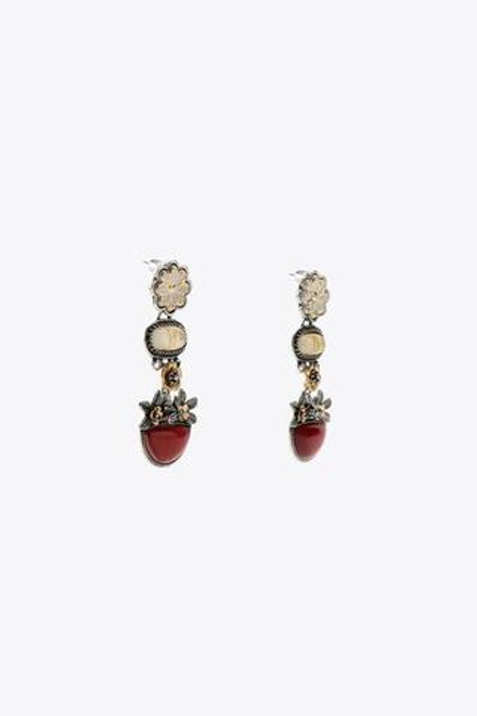 ZARA СЕРЬГИ «ЦВЕТЫ» СО ВСТАВКАМИ ИЗ СМОЛЫ, КРАСНЫЙ