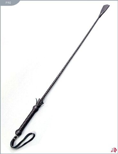 Короткий плетеный стек с кожаным наконечником-хлопушкой - 70 см. (Цвет: черный)