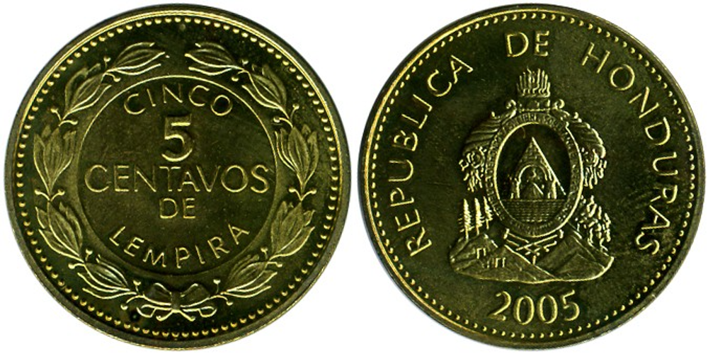 Гондурас 5 сентаво, 1995 - 2007 Герб UNC