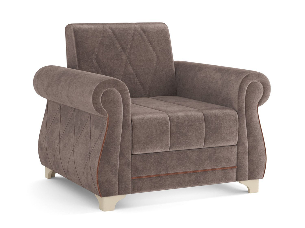 Кресло для отдыха Порто М велюр тенерифе стоун/шоколад