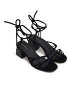 Кожаные босоножки на каблуке Alohas - черный(S00284)