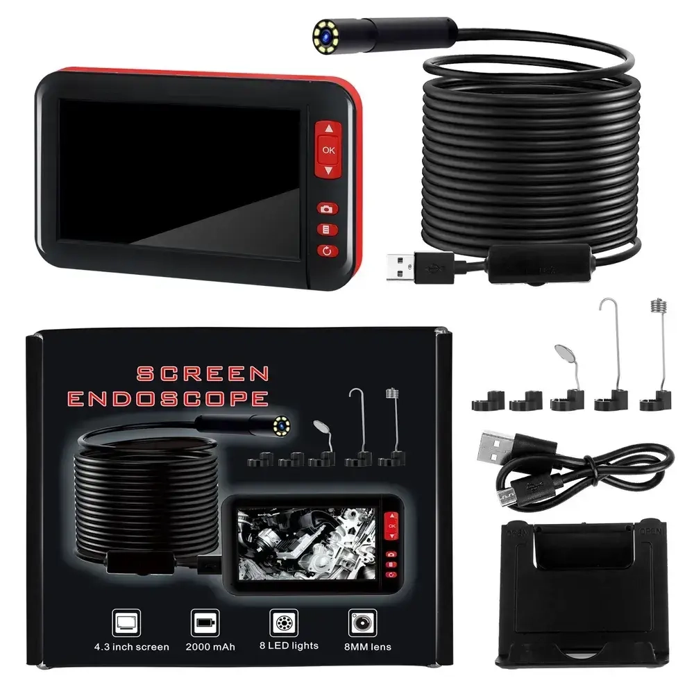 Промышленный эндоскоп с Full HD 1920 1080, 5-метровым кабелем и 8 LED автофокус 3 10 см, 3 часа работы!