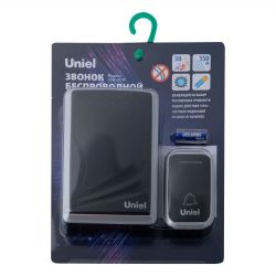 UDB-017W-R1T1-38S-150M-BL-SL Звонок беспроводной. Радиус действия 150м. Черный с серебристым. ТМ Uniel