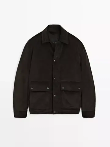 Massimo Dutti Вельветовая куртка с карманами, шоколадный