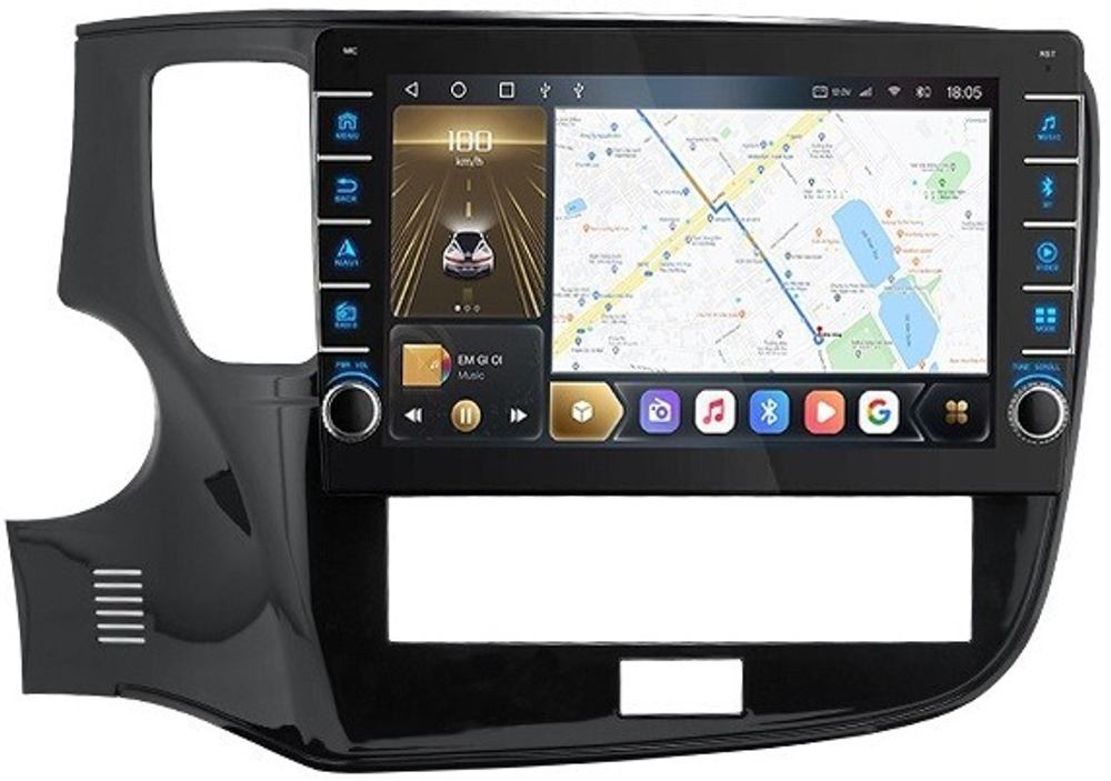 Магнитола Mitsubishi Outlander 3 2019-2022 (прямоугольный климат) - Carmedia OL-1573 (кнопки и крутилки), Android 12, TS10, CarPlay, 4G SIM-слот